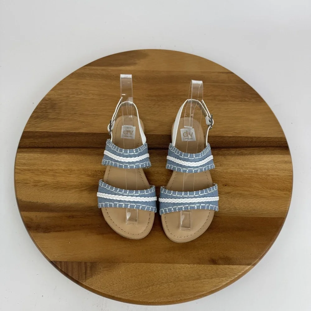New Big Kids Girls Dolce Vita Clovar Blue Denim Ankle Strap Sandals Size 1‎ Y